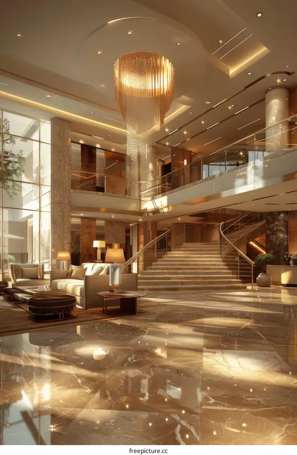 Staircase in the hotel lobby