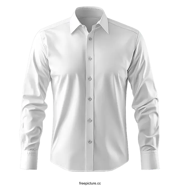 [Transparent Background PNG]Blank White Formal Dress Shirt Illustration