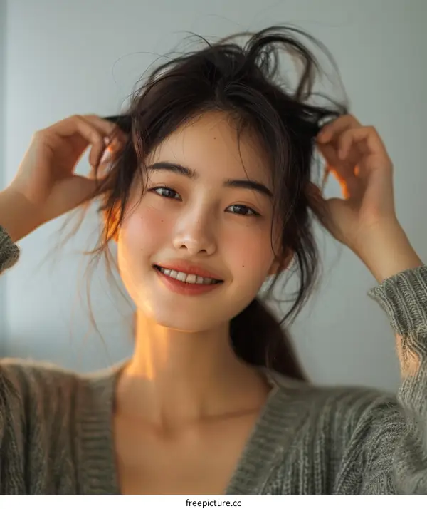 Portrait of a young Asian woman smiling