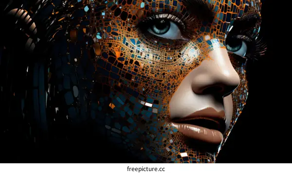 Mosaic portrait of a woman