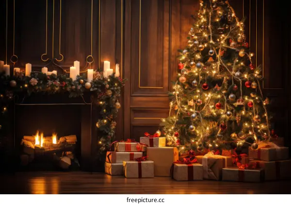 Christmas tree in a living room