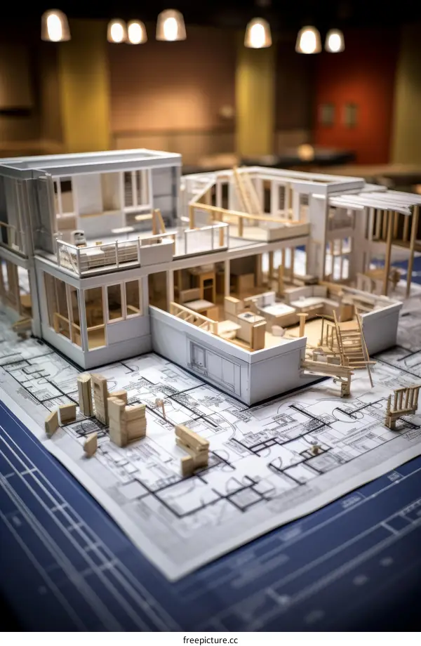 Architectural model of a house under construction