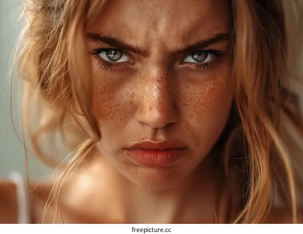 Close Up Portrait of a Woman with Freckles