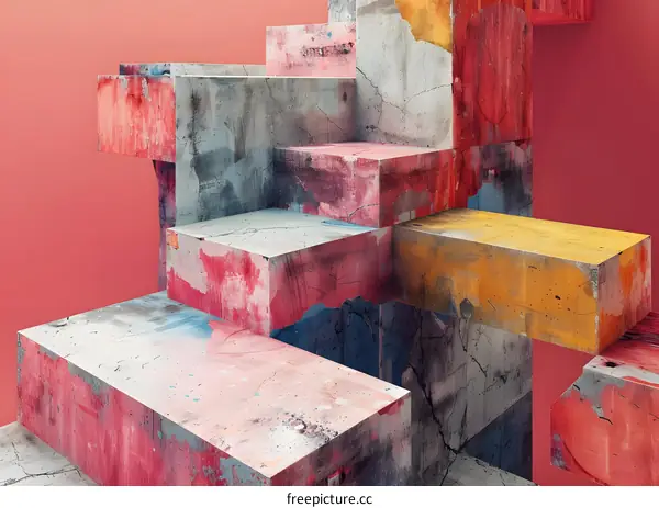 Colorful concrete blocks