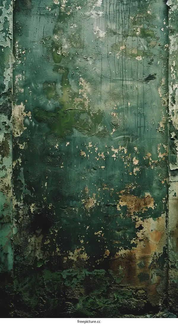 Distressed Green Painted Metal Surface