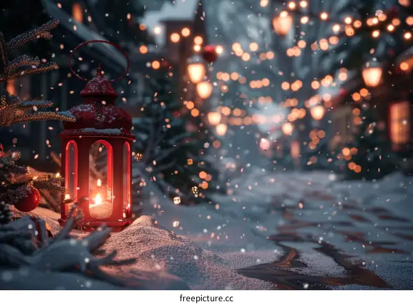 Red Lantern Adorned Street