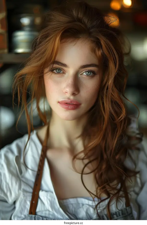 Beautiful Redheaded Woman with Freckles