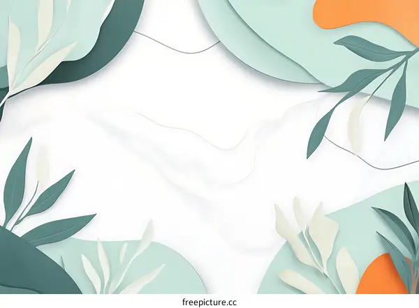 Abstract Paper Cut Background with Leaves