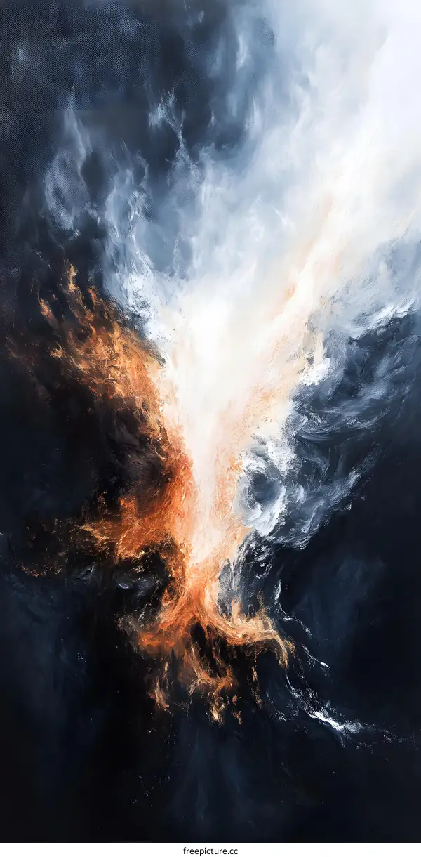 Abstract Painting With Orange And Blue Tones