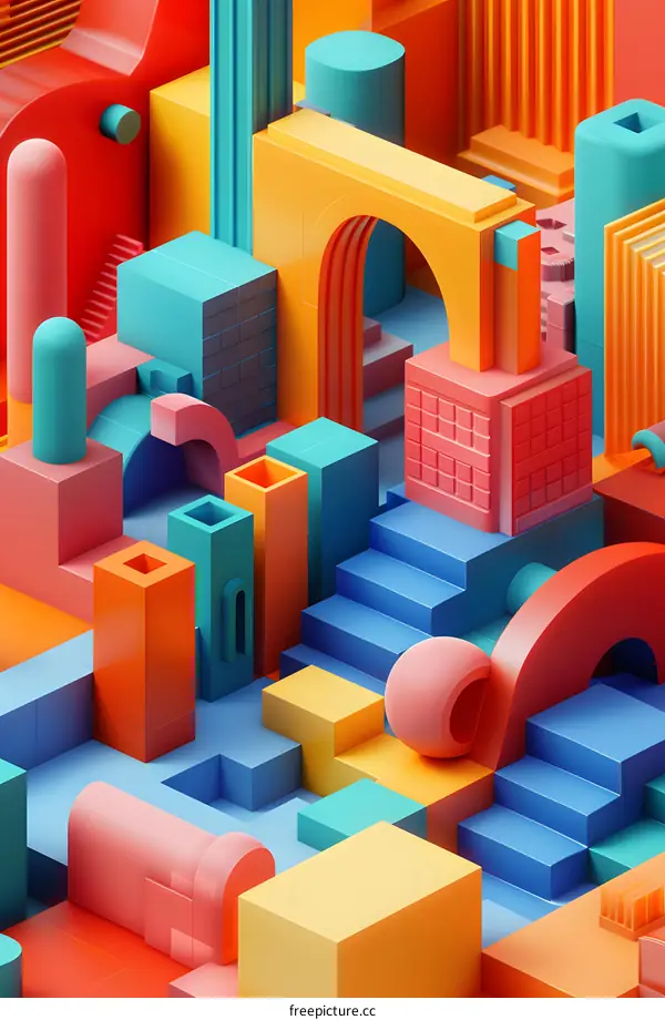 Abstract 3D Geometric Shapes Background Design