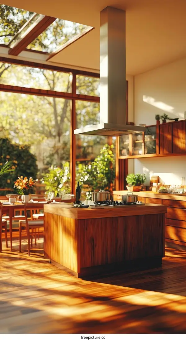 Modern Sunlit Kitchen Design Illustration