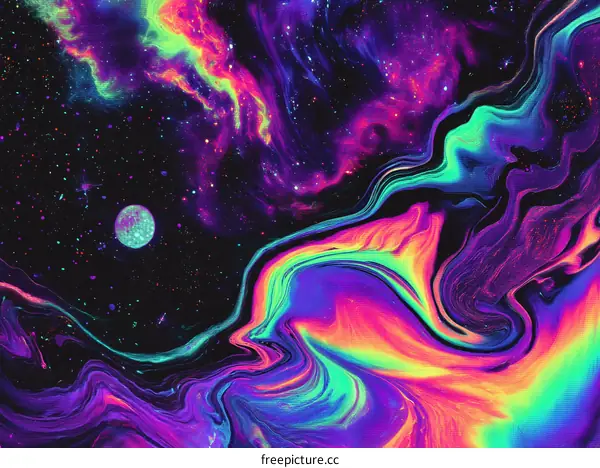 Abstract Colorful Space Galaxy Painting
