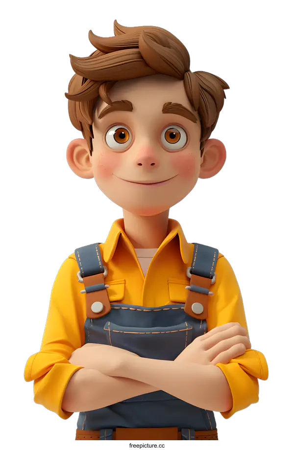 [Transparent Background PNG]Smiling Boy Cartoon Character 3D Render