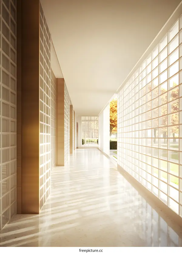 Modern Glass Block Corridor Interior Design