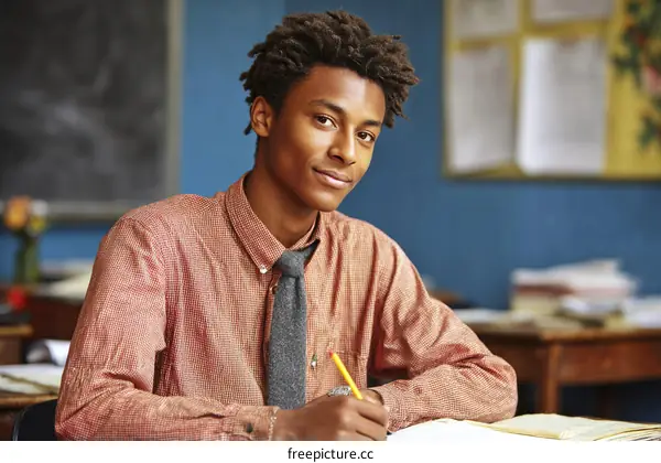 Focused Student in Classroom Setting