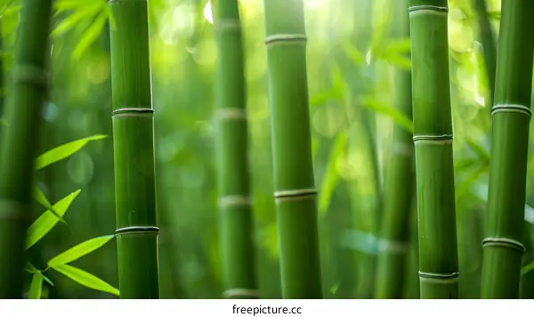 Lush Bamboo Forest Bathed in Golden Sunlight
