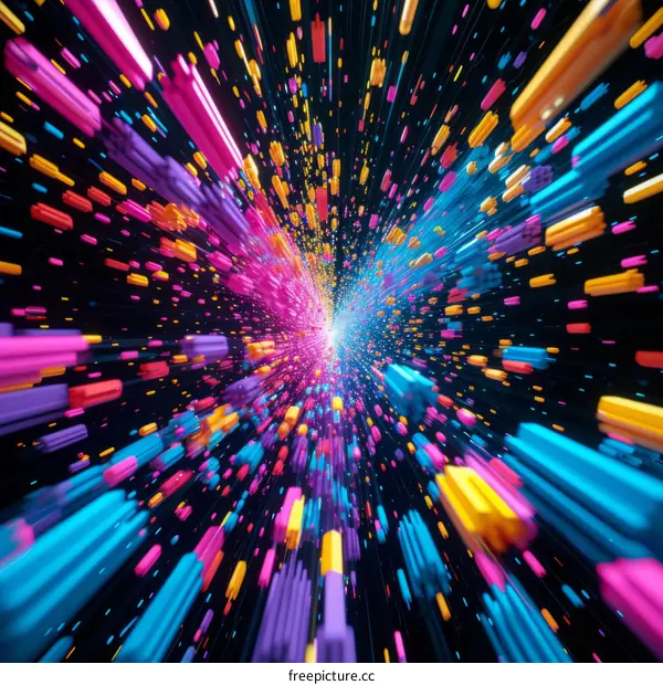 Abstract 3D Illustration of a Particle Accelerator