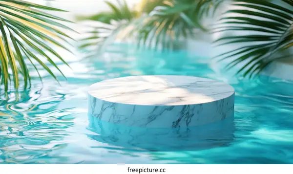 Marble Product Display in a Pool Scene