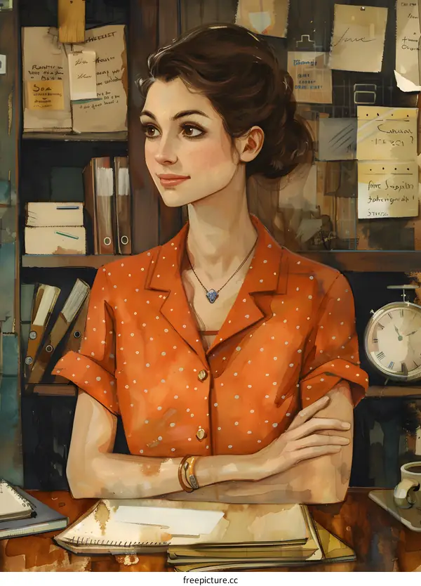 portrait of a woman in an orange dress