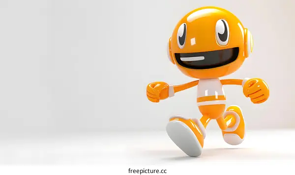 Smiling Yellow 3D Character Running