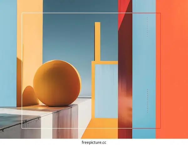 Abstract Architectural Design With Yellow Sphere
