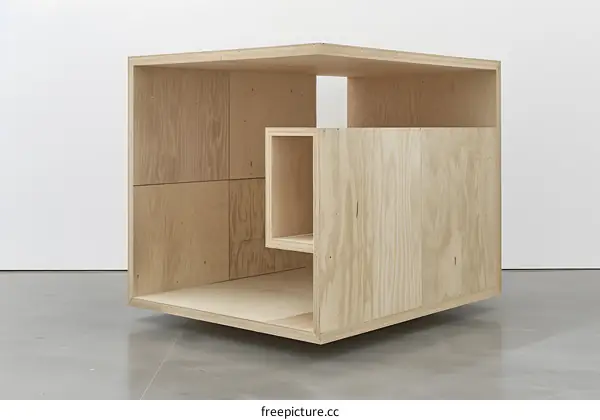 Plywood Cube Sculpture Abstract Art Minimalist Modern Design