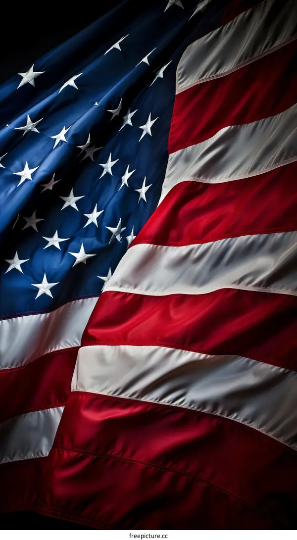 Rippling American Flag Blowing in the Breeze