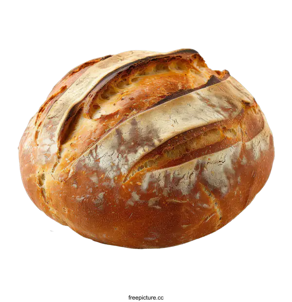[Transparent Background PNG]A round loaf of bread on a black background