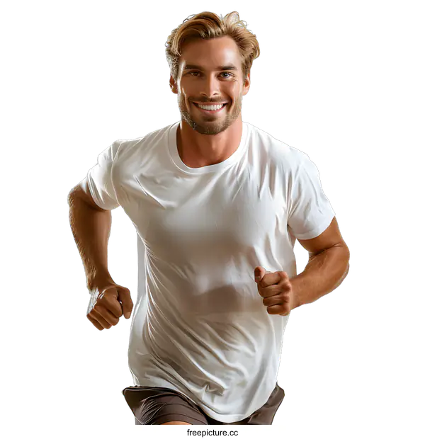 [Transparent Background PNG]Handsome young caucasian man running
