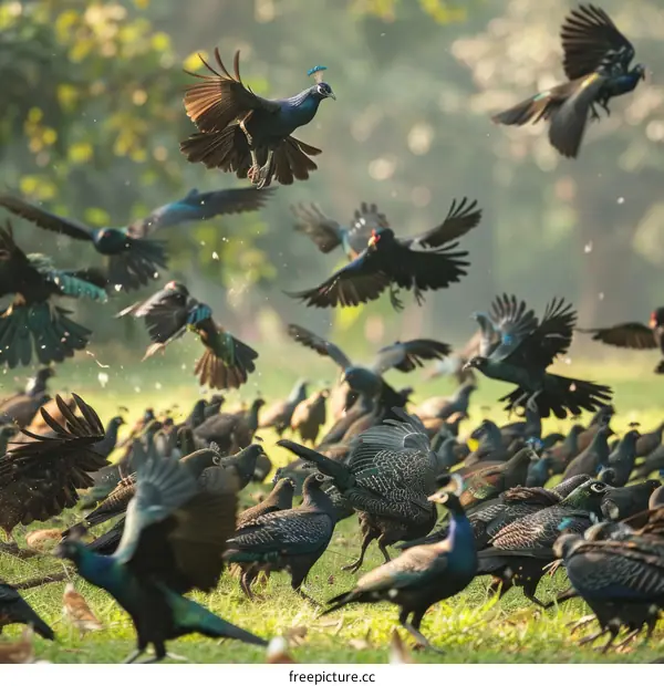 A Majestic Peacock in Flight