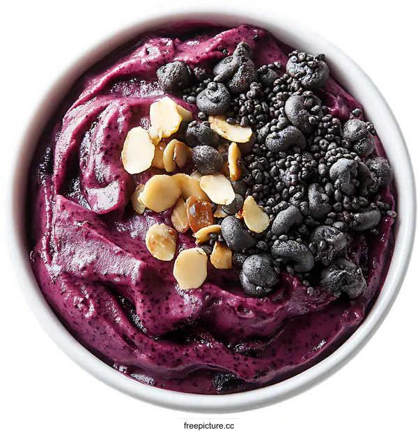 [Transparent Background PNG]Purple Smoothie Bowl with Toppings