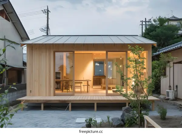 Modern Japanese Style Wooden House with Garden