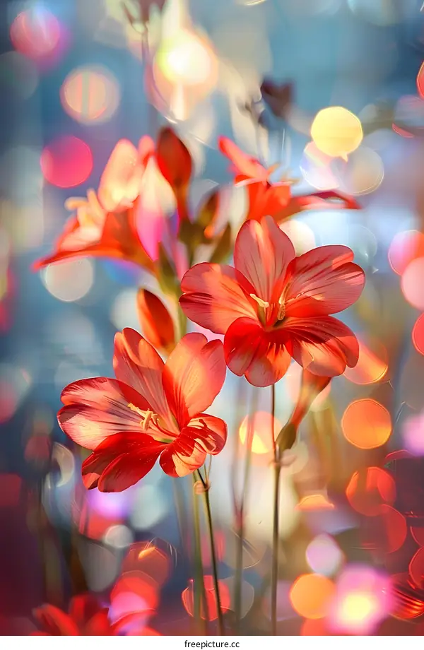 Red Flowers With Bokeh Background