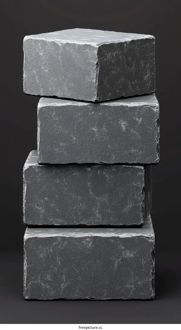 Stack of Gray Stone Blocks on Dark Background