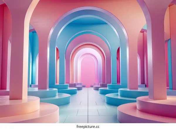 Colorful Archway Corridor Illustration