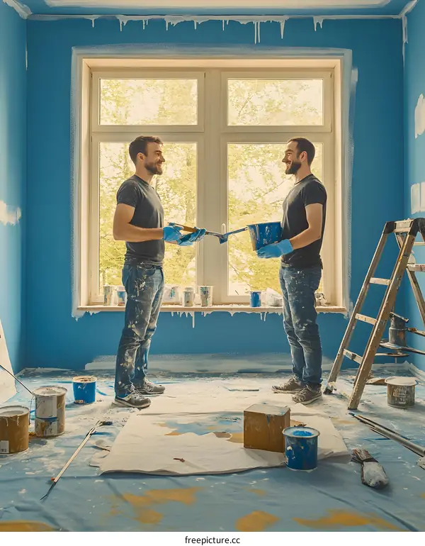 Two Painters Working On A Room Renovation