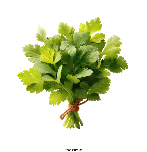 [Transparent Background PNG]Fresh Bunch of Cilantro Isolated on White Background