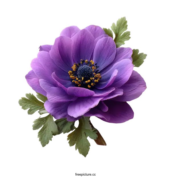 [Transparent Background PNG]Close-up Purple Flower with Delicate Leaves