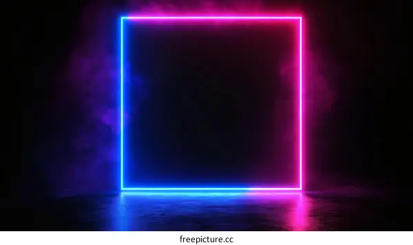 Neon Square Frame Abstract Background