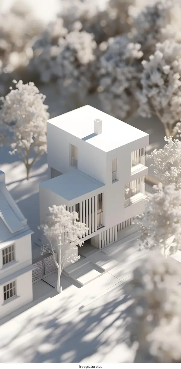Modern Minimalist House Architecture Model 3D Rendering