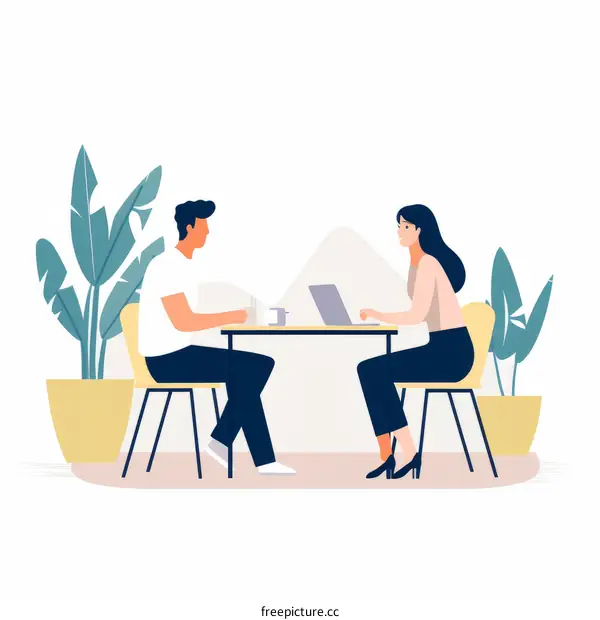 Colleagues Chatting at Desk