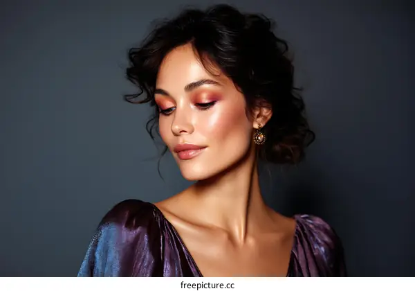 Elegant Woman with Luxurious Makeup and Fashionable Earrings