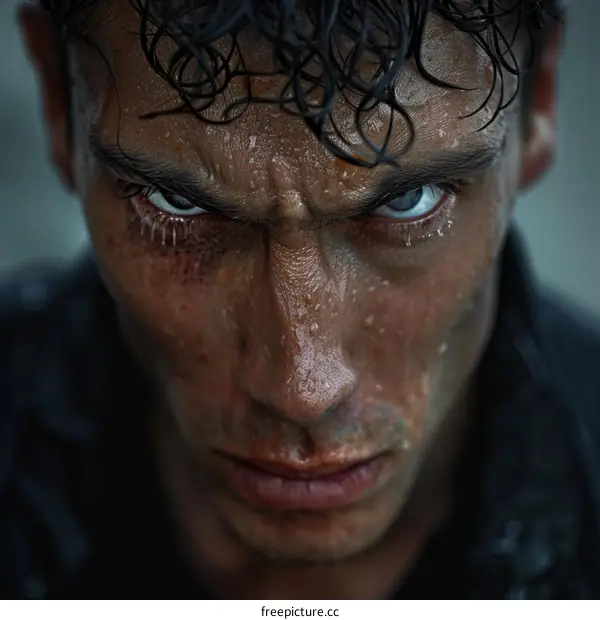 Closeup Portrait of a Determined Man