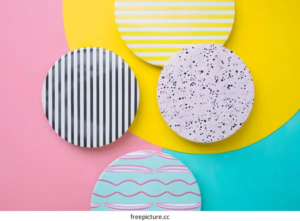 Abstract Patterned Plates on Bright Background