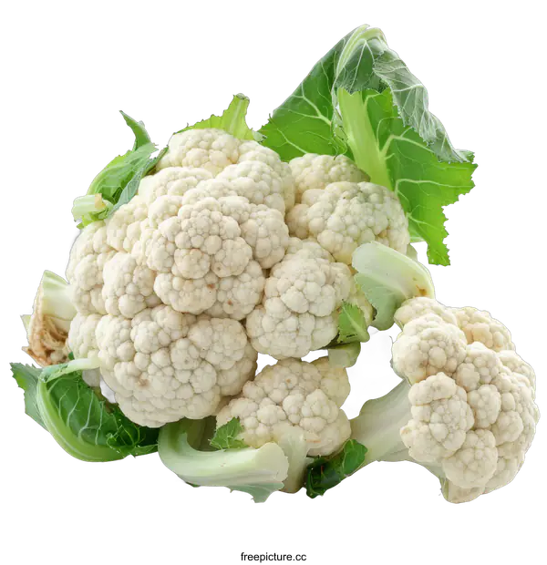 [Transparent Background PNG]Fresh cauliflower isolated on black background