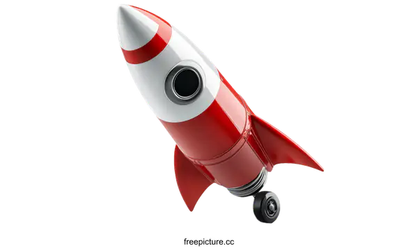[Transparent Background PNG]Retro Rocket Taking Off Illustration