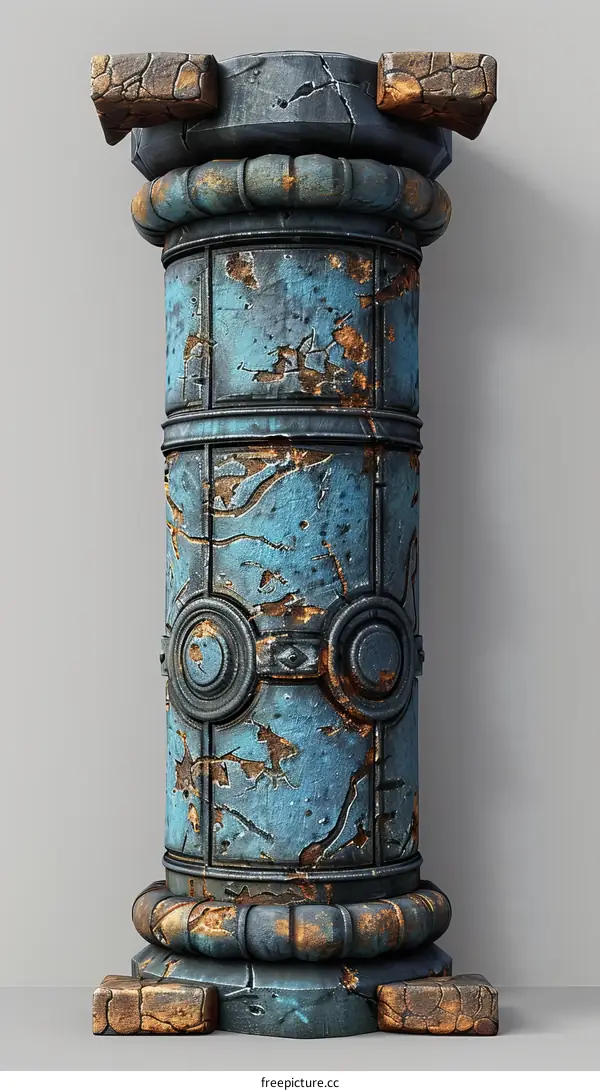 Weathered Concrete Pillar with Celtic Knots