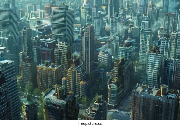 Aerial View of a Modern Metropolis