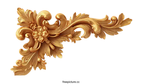 [Transparent Background PNG]Ornate Golden Decorative Corner Piece