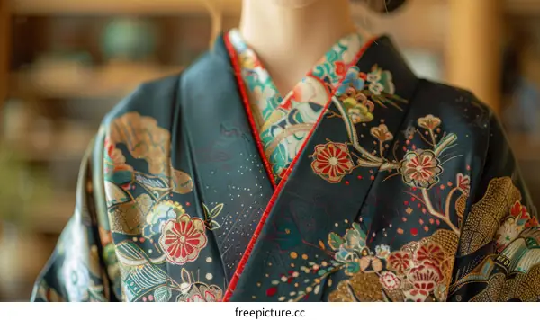 A woman wearing a kimono with floral patterns